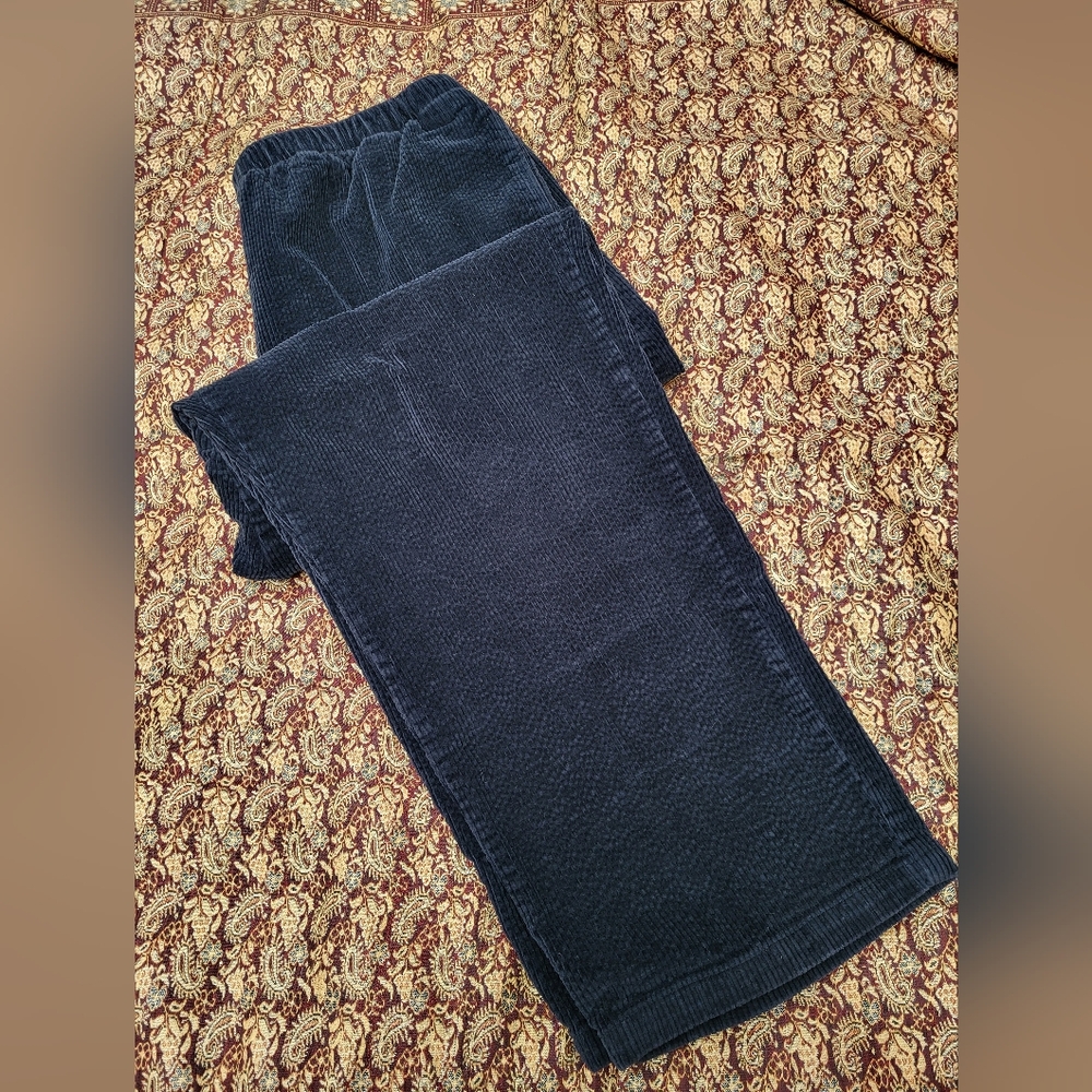 Women's dark navy blue corduroy XL petite pants denim + company d & co.